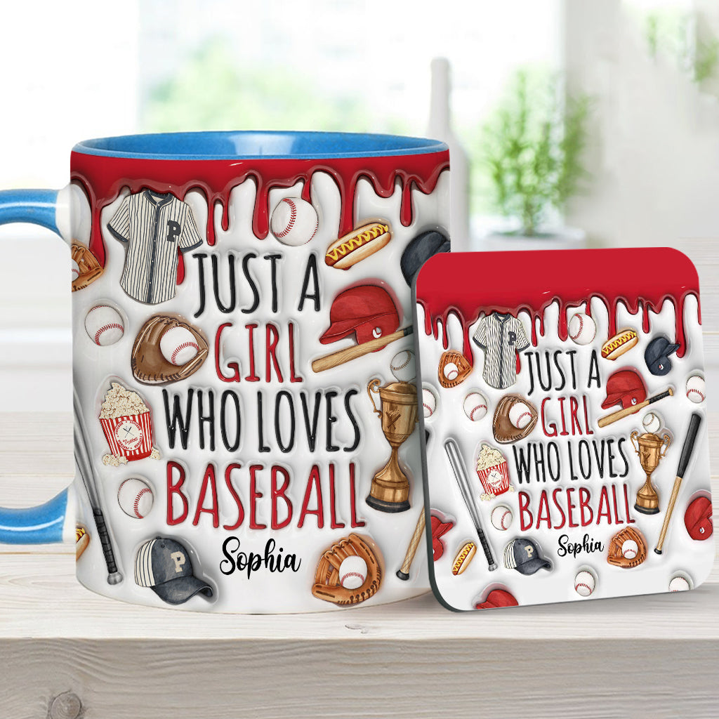 Just A Girl Who Loves Baseball - Personalized Baseball Accent Mug