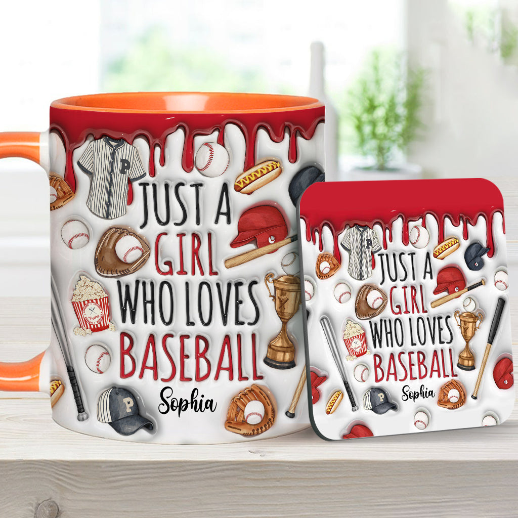 Just A Girl Who Loves Baseball - Personalized Baseball Accent Mug