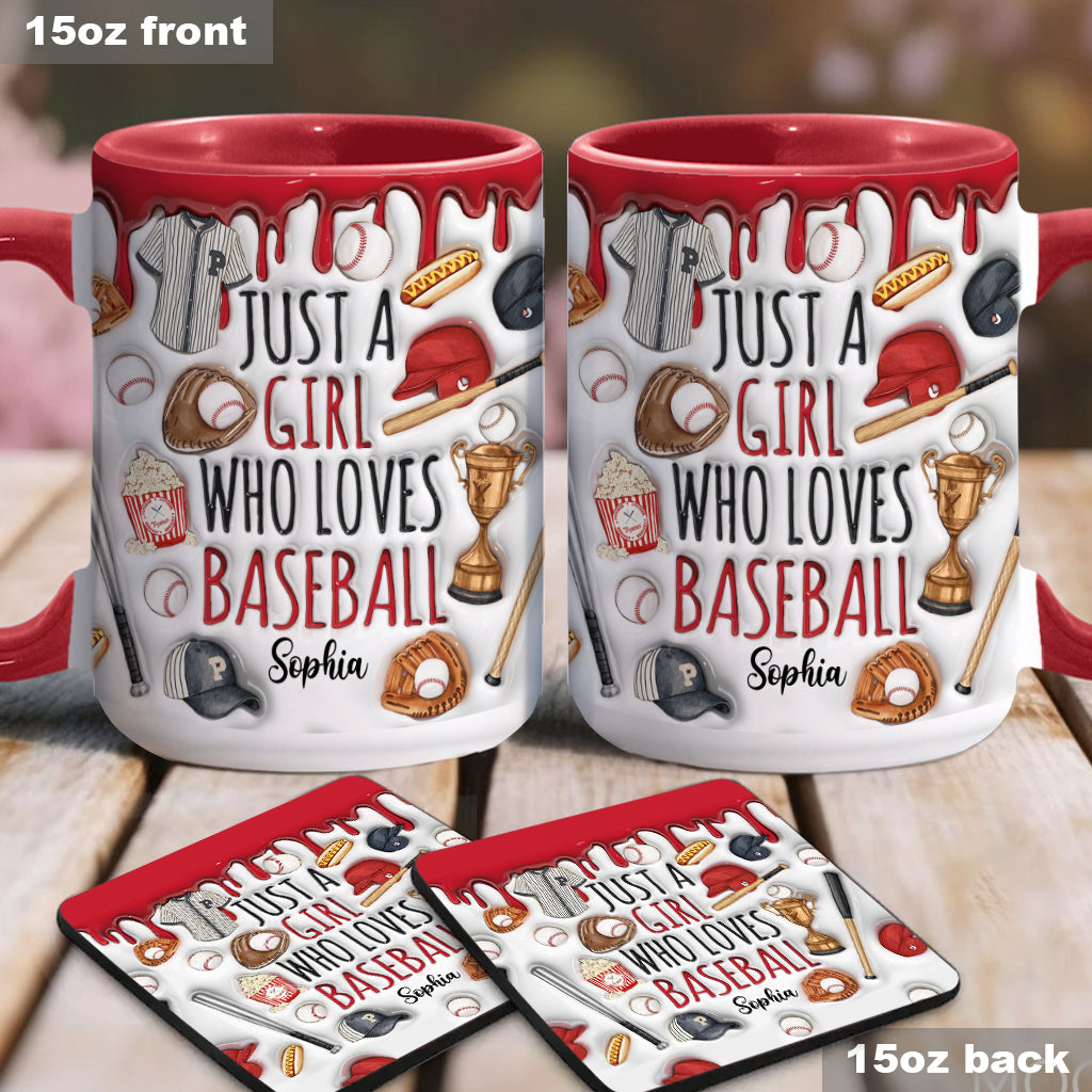 Just A Girl Who Loves Baseball - Personalized Baseball Accent Mug