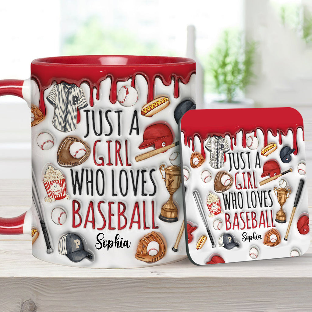 Just A Girl Who Loves Baseball - Personalized Baseball Accent Mug