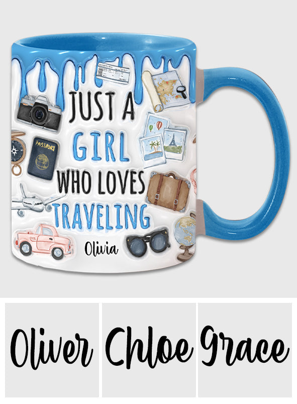Just A Girl Who Loves Traveling - Personalized Travelling Accent Mug