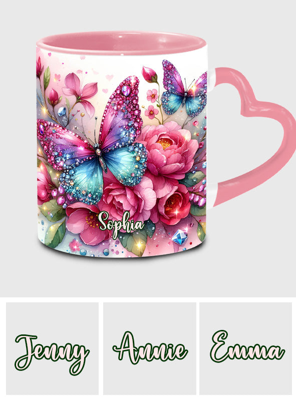 Sparkle Butterfly - Personalized Butterfly Heart Handle Mug