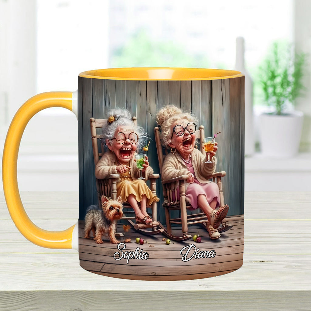 Let's Be Friends Til We Re Old And Bonkers - Personalized Bestie Accent Mug