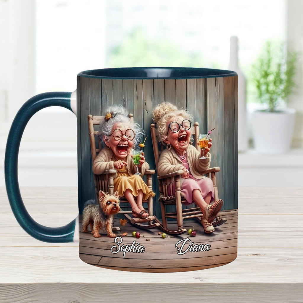 Let's Be Friends Til We Re Old And Bonkers - Personalized Bestie Accent Mug