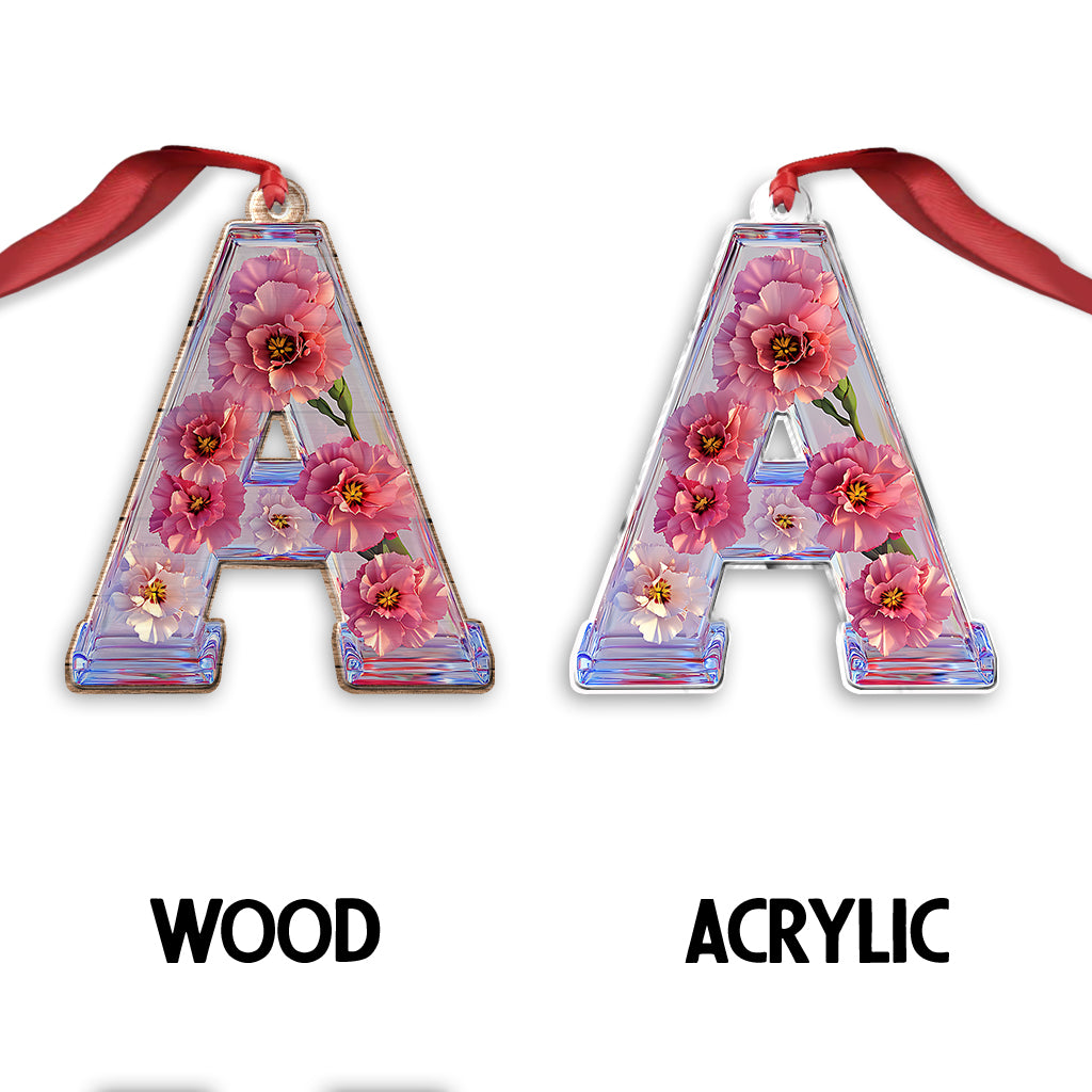 Beautiful Floral Letter - Personalized Bestie Custom Shaped Ornament