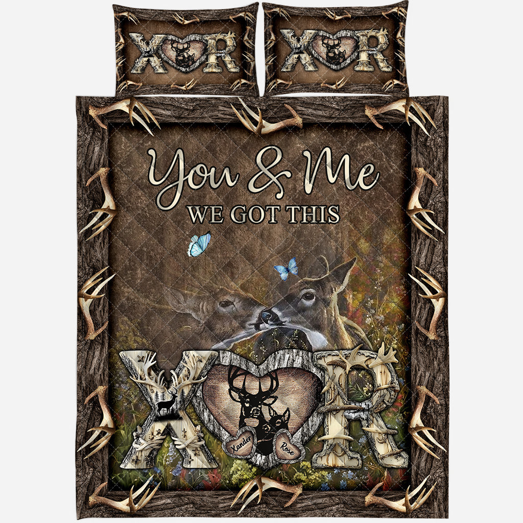 Her Buck His Doe - Personalized Hunting Quilt Set