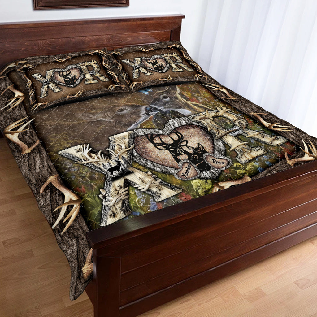 Her Buck His Doe - Personalized Hunting Quilt Set