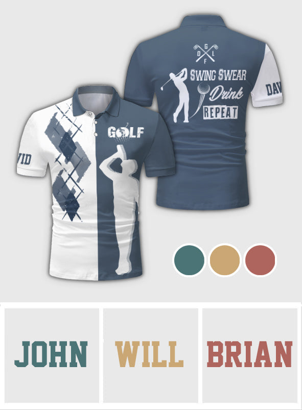 Swing Swear Drink - Personalized Golf Polo Shirt