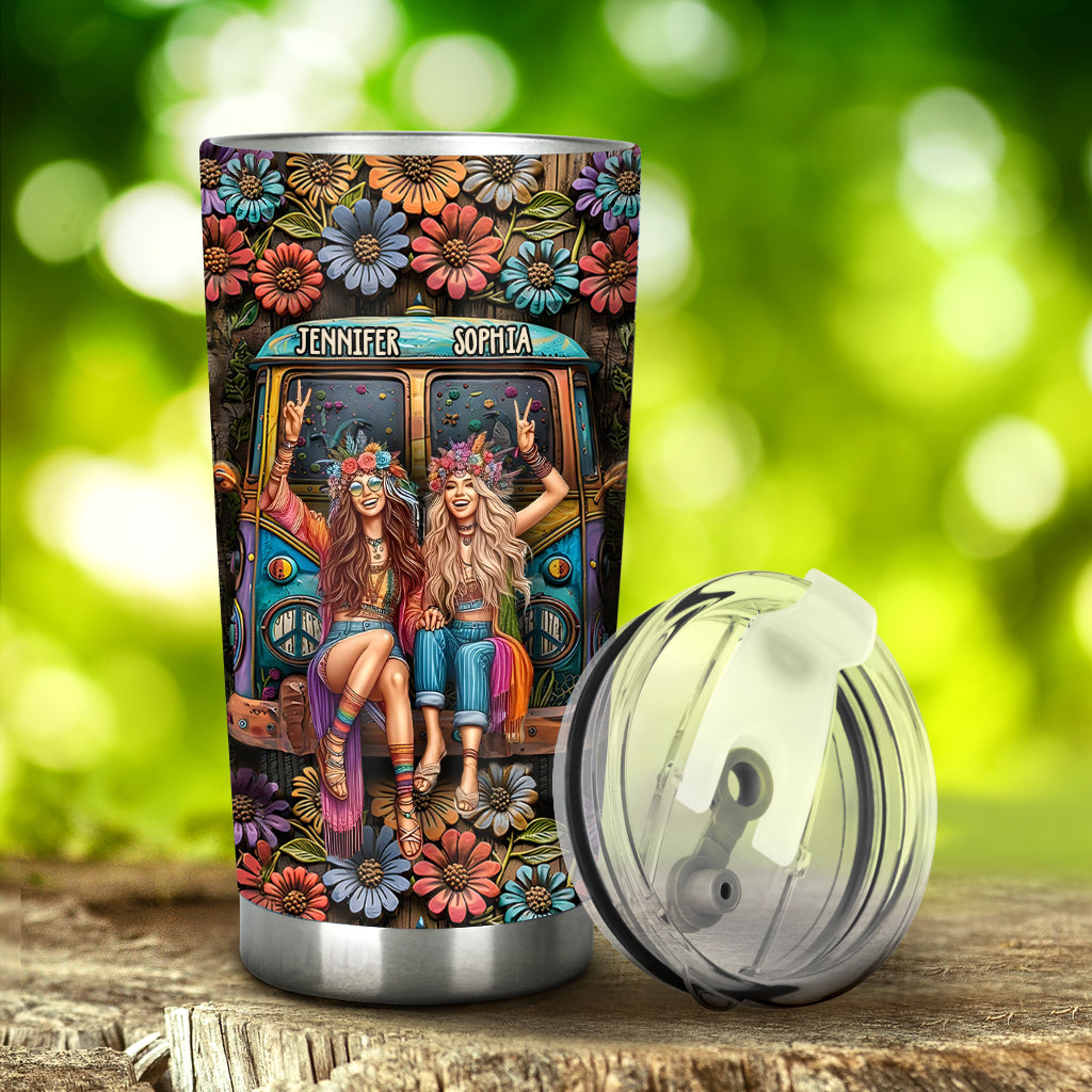 Because Of You I Laugh A Little Harder - Personalized Hippie Tumbler