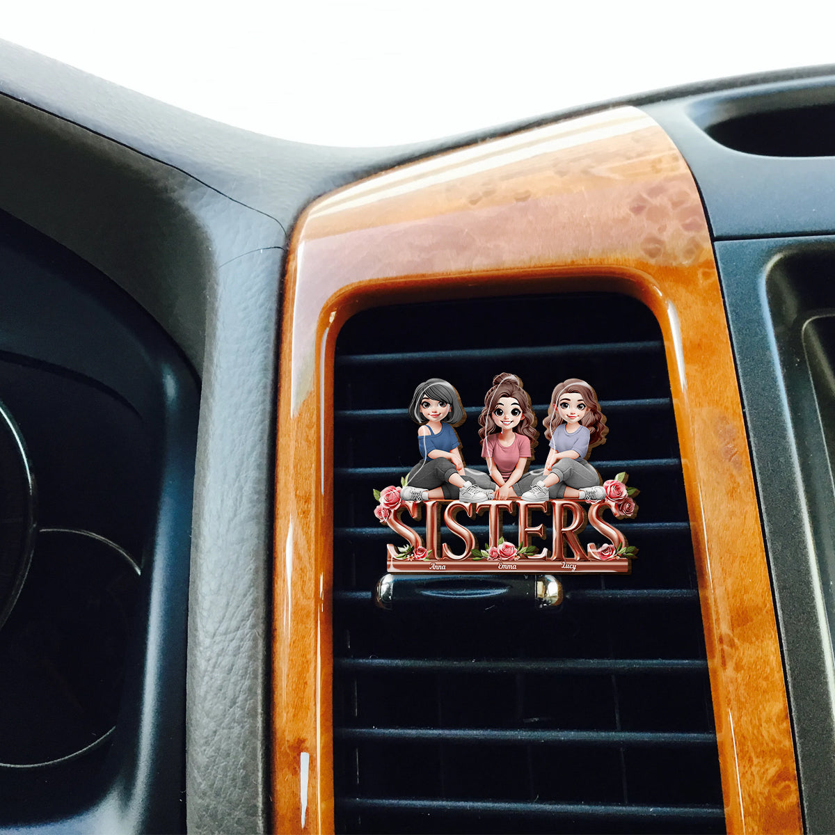 Sisters - Personalized Bestie Shaped Car Visor Clip