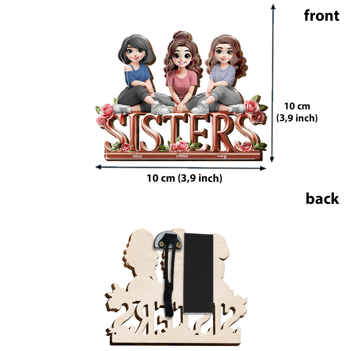 Sisters - Personalized Bestie Shaped Car Visor Clip