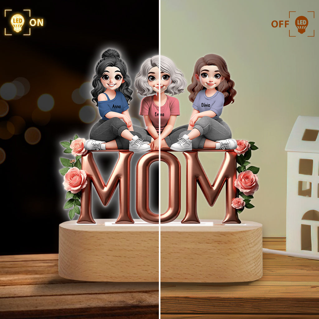 Mother & Daughter - Personalized Mother Shaped Plaque Light Base