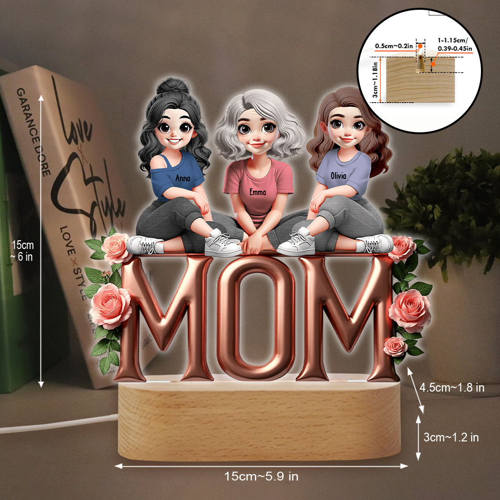 Mother & Daughter - Personalized Mother Shaped Plaque Light Base