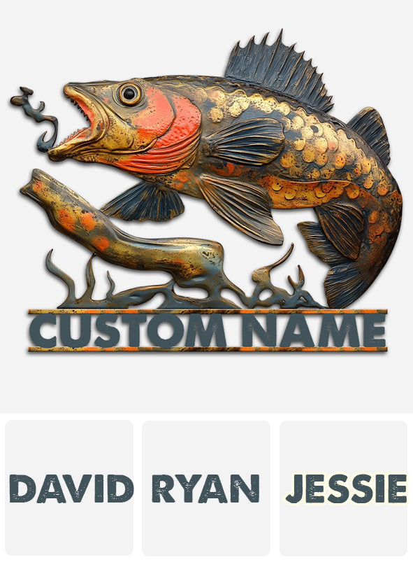 Rustic Vintage Fish - Personalized Fishing Cut Metal Sign
