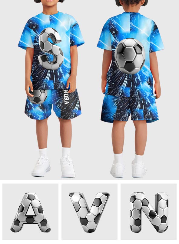 Alphabet du foot stylé - T-shirt et short de foot personnalisés pour enfant