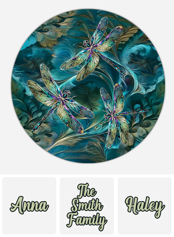 Dreamy Dragonfly - Personalized Dragonfly Round Rug