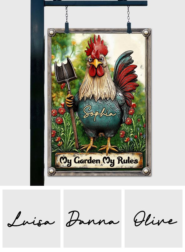 My Garden My Rules - Personalized Gardening Rectangle Metal Sign