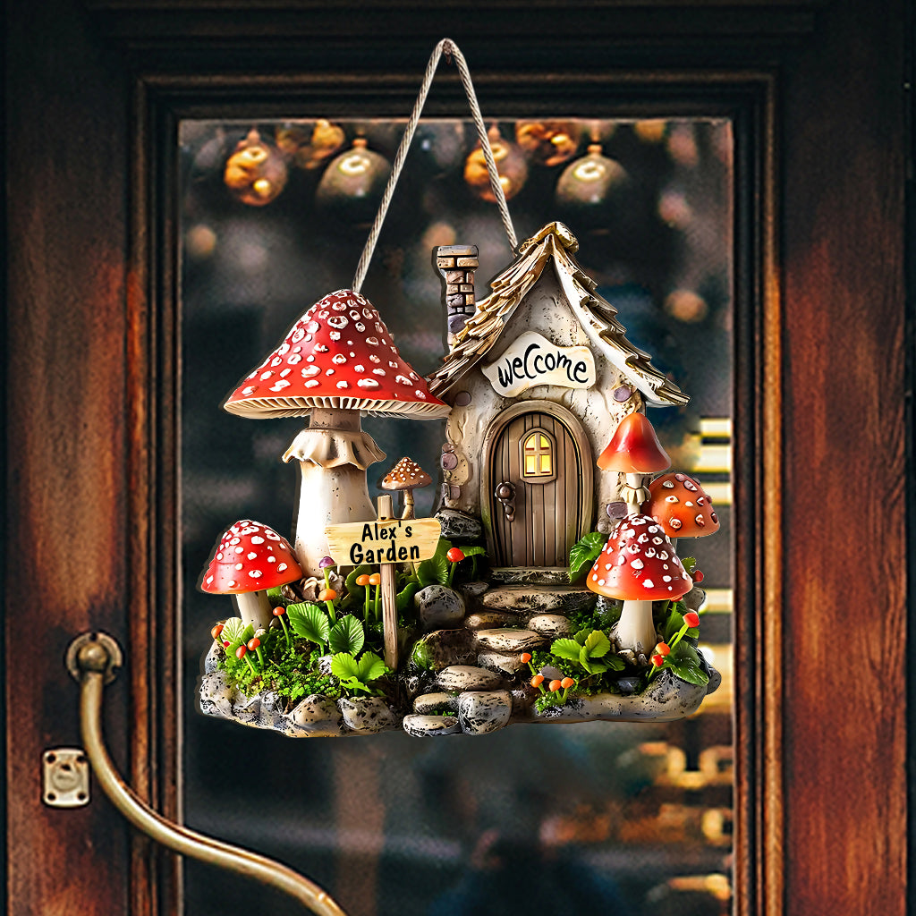 Mushroom Garden - Personalized Gardening Custom Shaped Wood Sign