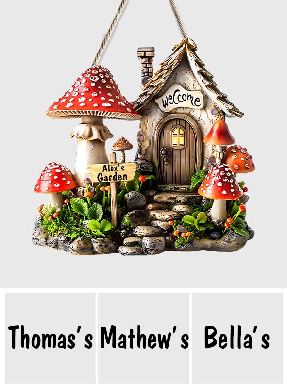 Mushroom Garden - Personalized Gardening Custom Shaped Wood Sign