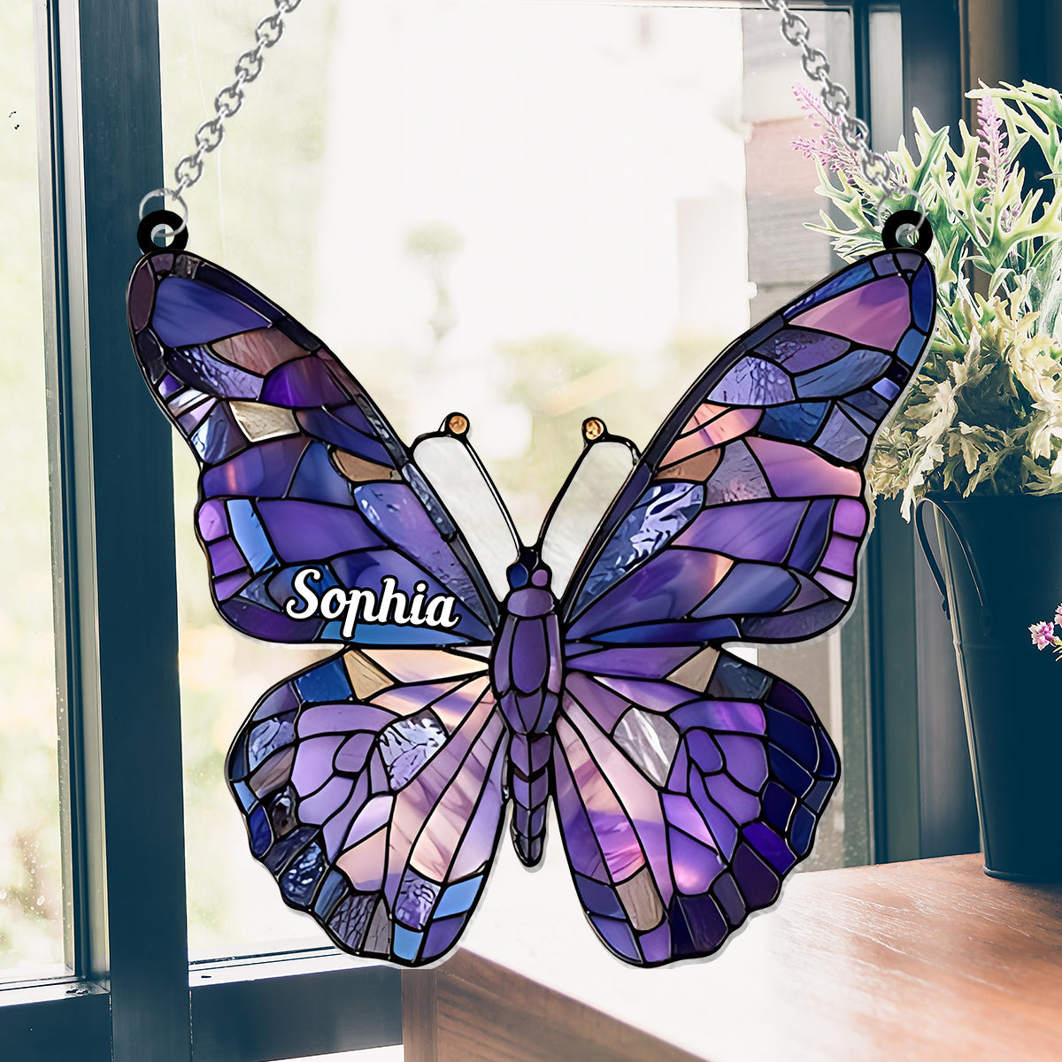 Beautifull Butterfly - Personalized Butterfly Window Hanging Suncatcher Ornament