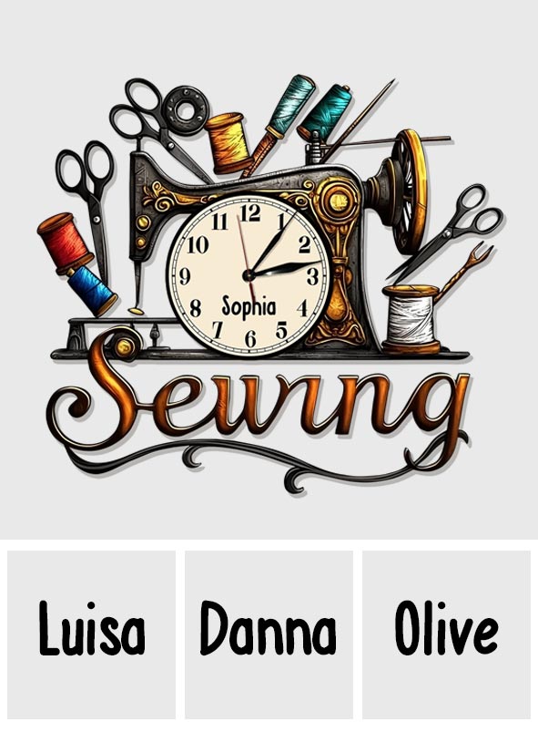 Nähzimmer - Personalisierte LED-Wanduhr mit Nählicht