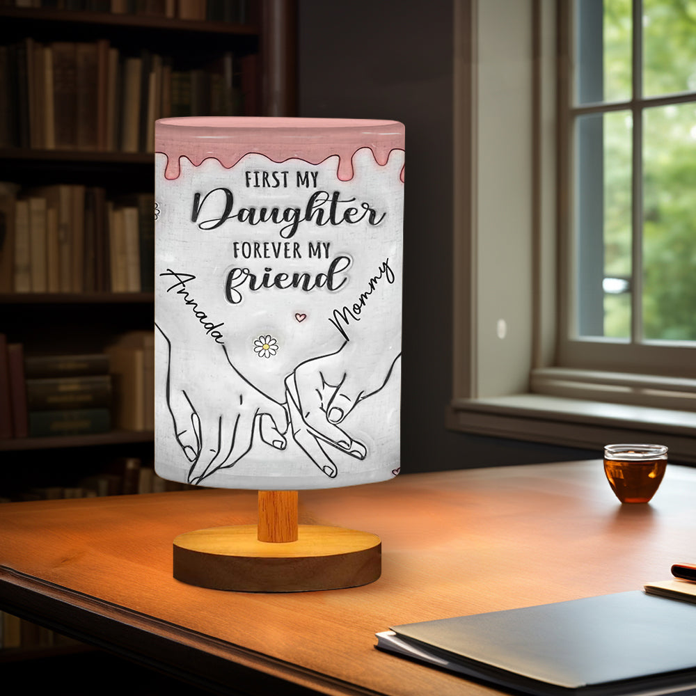 Best Mom Ever - Personalized Mother Tableside Lamp With Wood Base