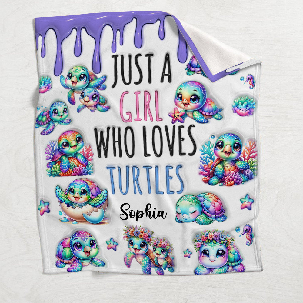 Just A Girl Who Loves Turtles - Personalized Turtle Blanket