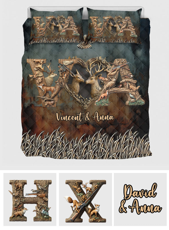 Her Buck His Doe - Personalisiertes Jagd-Quilt-Set
