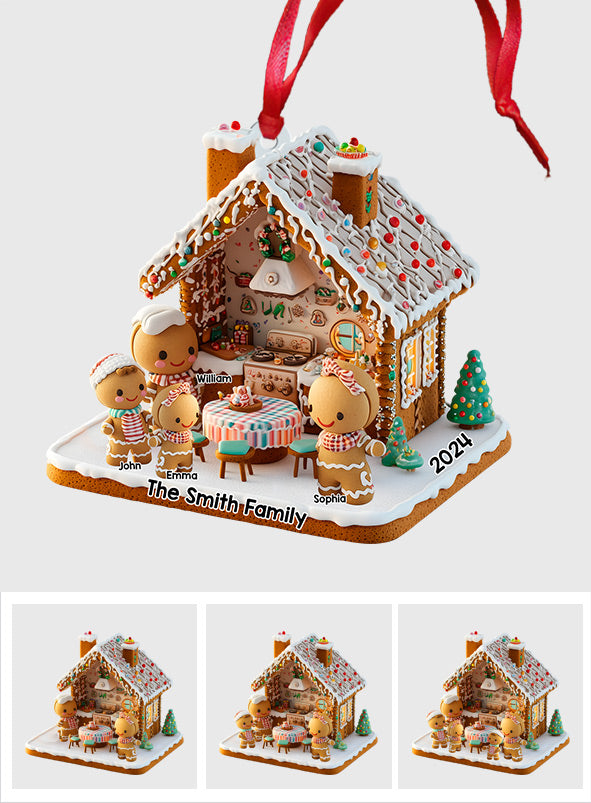 Famille en pain d'épice - Ornement familial personnalisé