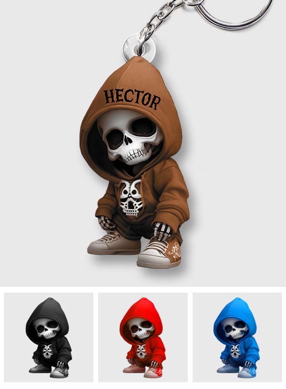 Stylish Skeleton - Personalized Skull Custom Shaped Keychain