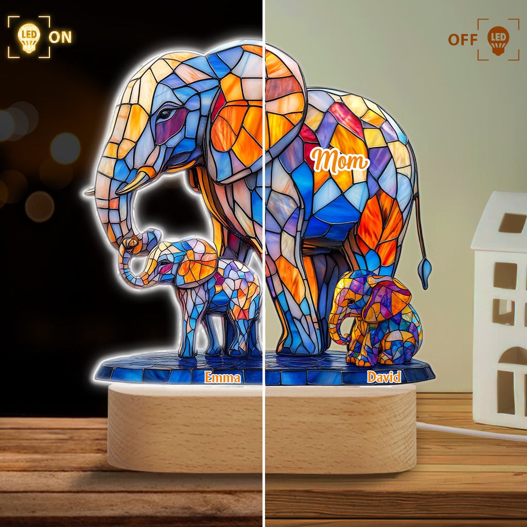 We Love You Mom Grandma Aunt - Personalized Mother Shaped Plaque Light Base
