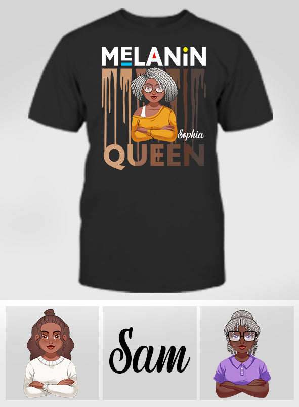 Melanin Queen – Personalisiertes T-Shirt und Hoodie für Afroamerikanerinnen