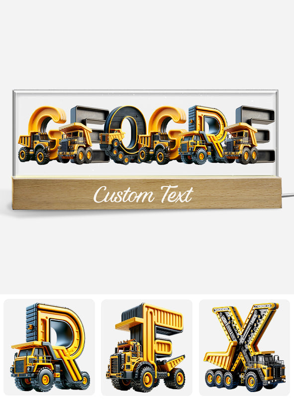 Construction Vehicles Name Light - Personalized Kid Custom LED Night Light
