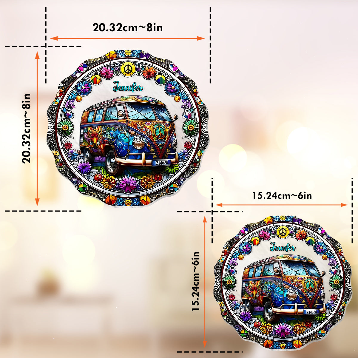 Cool Caravan - Personalized Hippie Window Hanging Suncatcher Ornament
