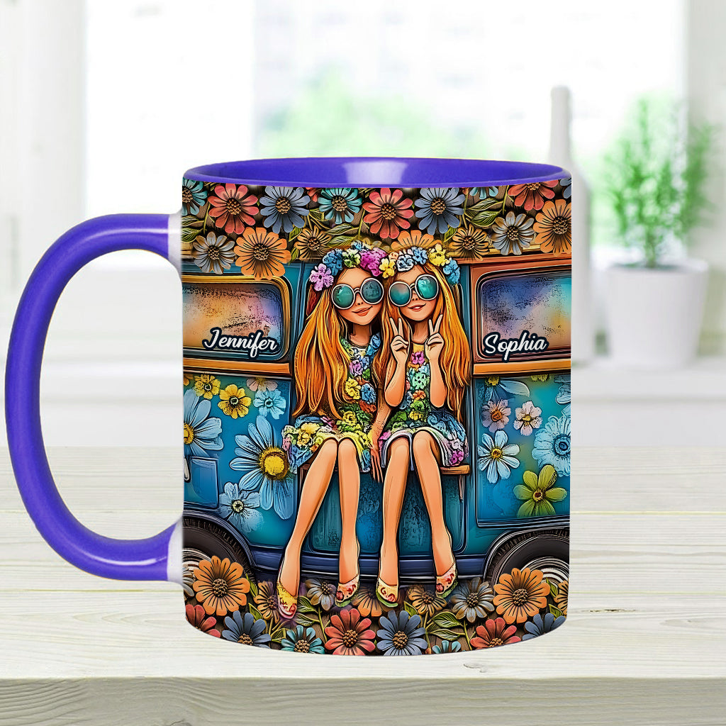 Soul Sisters Journey: Peace & Wanderlust - Personalized Hippie Accent Mug