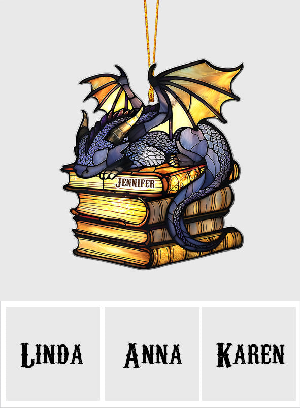 I'm Not A Book Worm I'm A Book Dragon - Personalized Book Custom Shaped Ornament