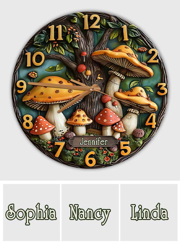 Mushroom Garden - Personalized Mushroom Wall Clock