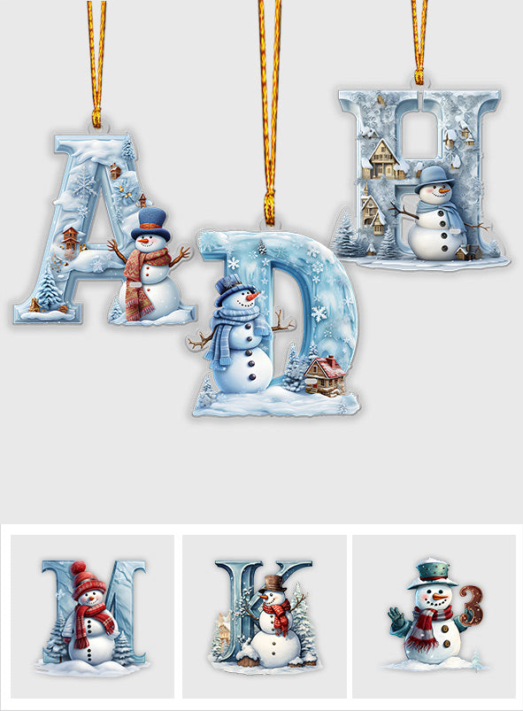Merry Christmas Snowman - Personalized Family Ornament