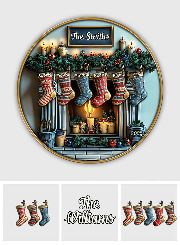 Joyeux Noël - Tapis rond familial personnalisé