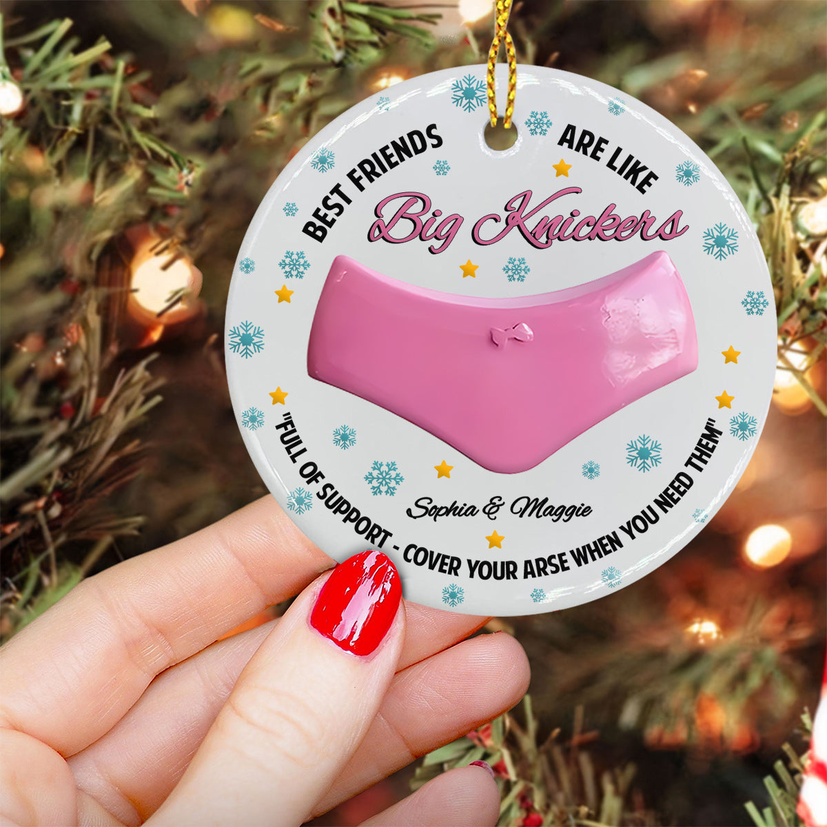 Best Friends Are Like Big Knickers - Personalized Bestie Ceramic Circle Ornament