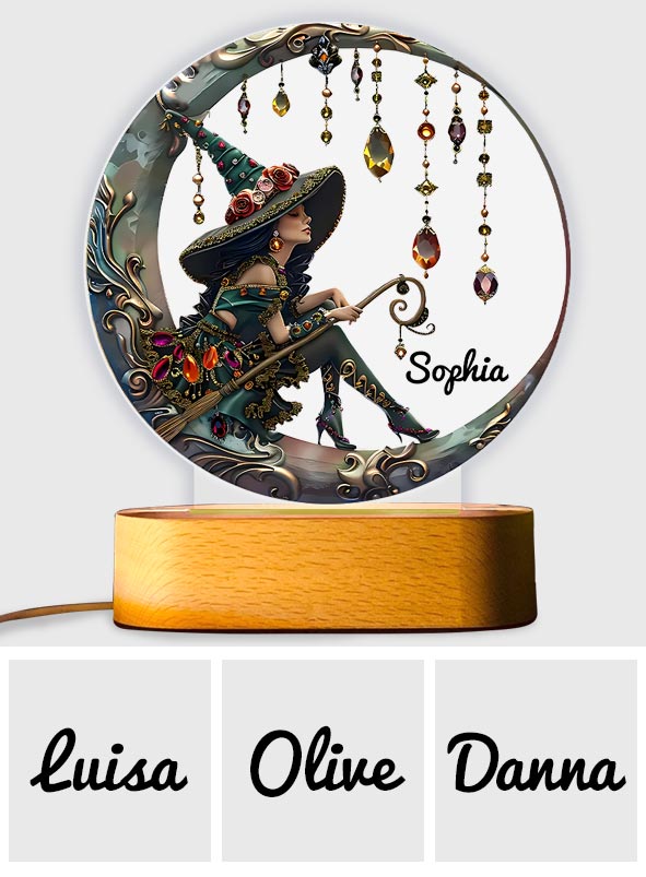 Beautiful Witch - Personalized Witch Shaped Plaque Light Base