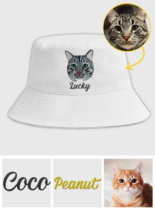 Custom 2D Photo - Personalized Cat Embroidered Bucket Hat