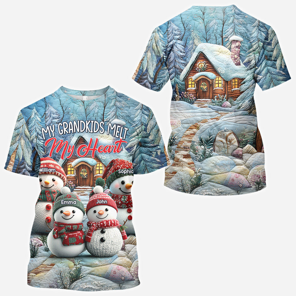 My Grandkids Melt My Heart - Personalized Grandma All Over Shirt