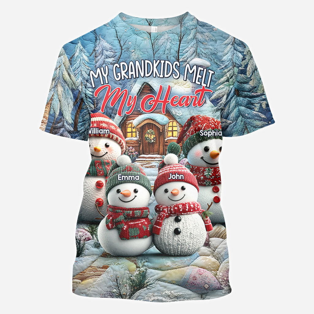 My Grandkids Melt My Heart - Personalized Grandma All Over Shirt