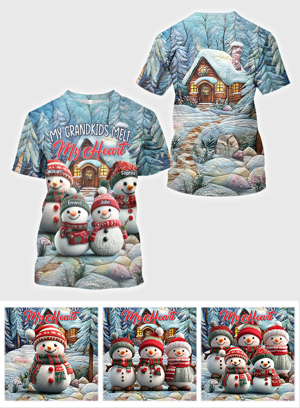 My Grandkids Melt My Heart - Personalized Grandma All Over Shirt