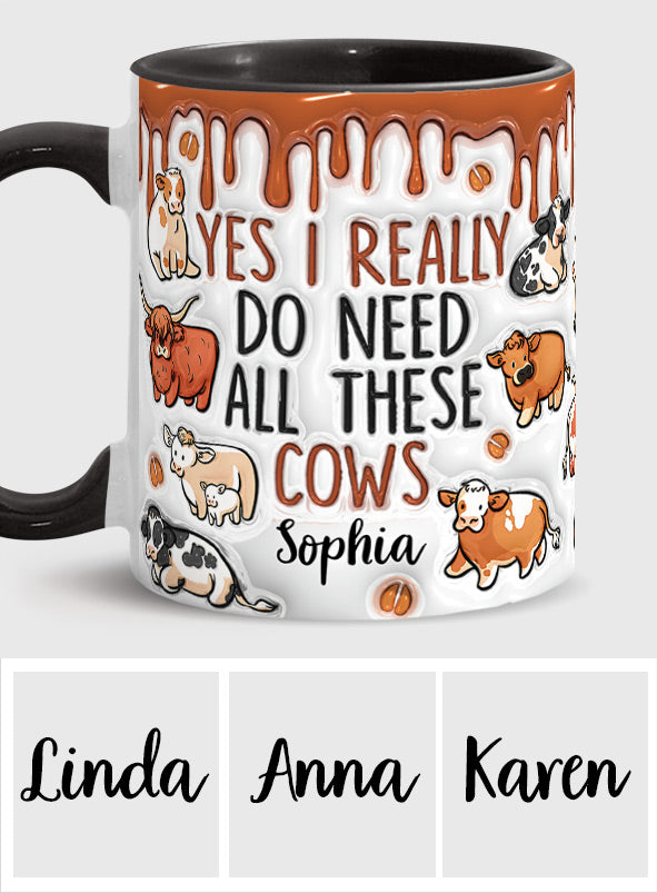 Oui, j'ai vraiment besoin de toutes ces vaches ! – Mug personnalisé à motif vache