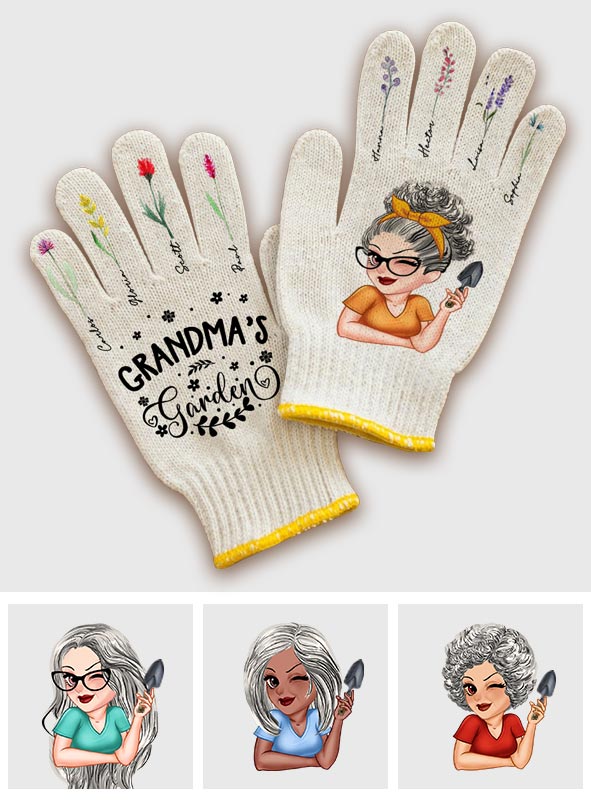 Grandma's/ Mom's ... Garden - Personalized Gardening Garden Gloves