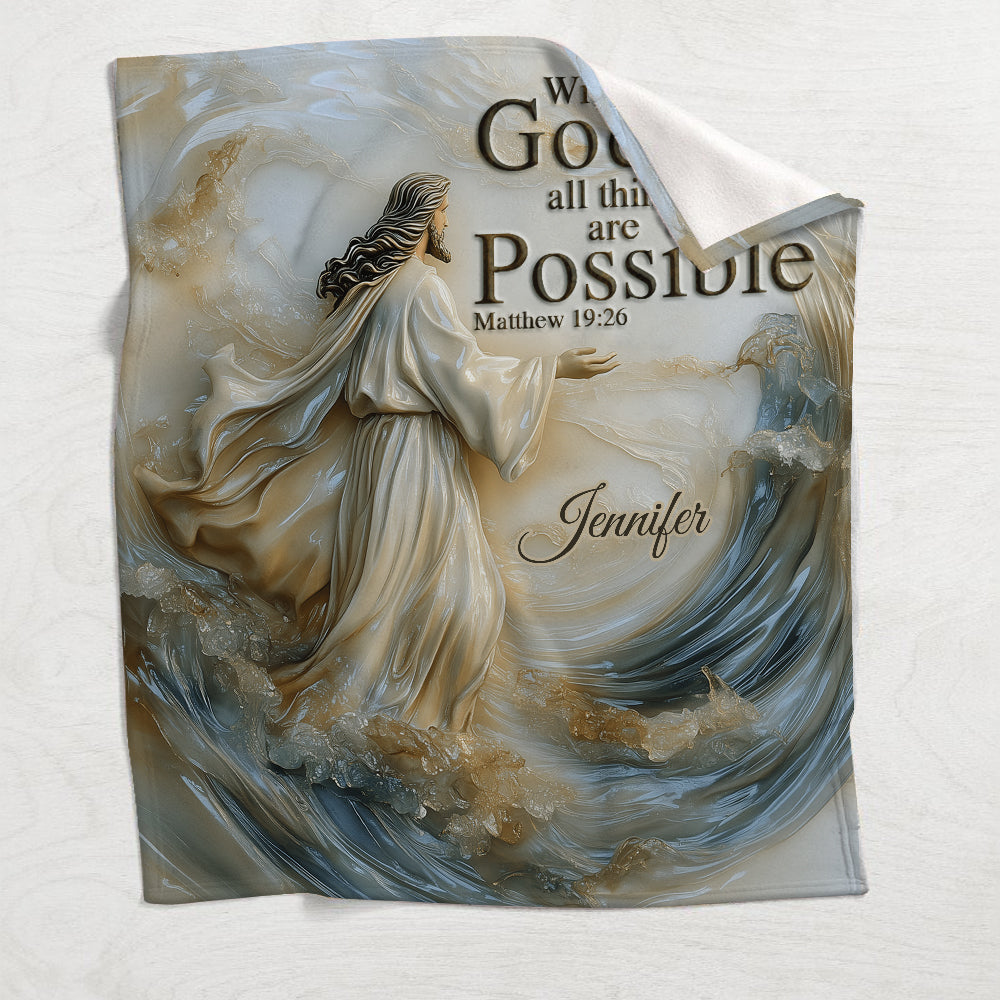 With God All Things Are Possible - Personalized Christian Blanket