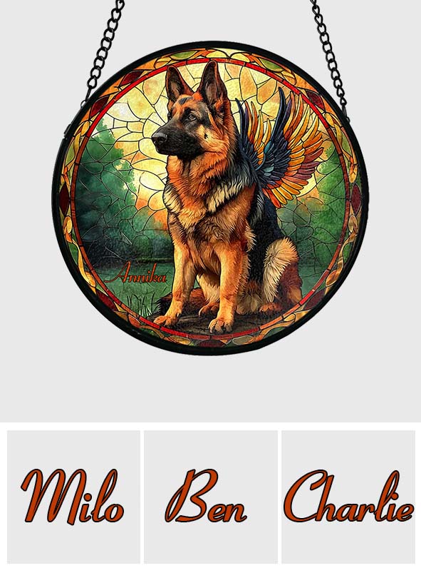 Forever In My Heart - Personalized German Shepherd Dog Stained Glass Suncatcher