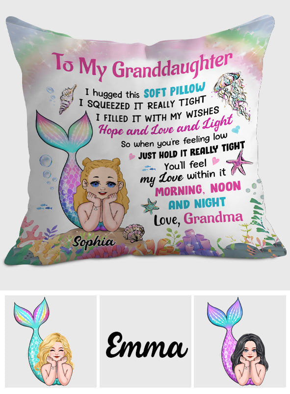 Personalized Granddaughter Daughter Mermaid Hug This Pillow - Personalized granddaughter Throw Pillow